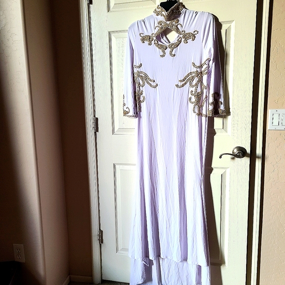 Long sleeve heavy beaded custom dress - Picture 6 of 9